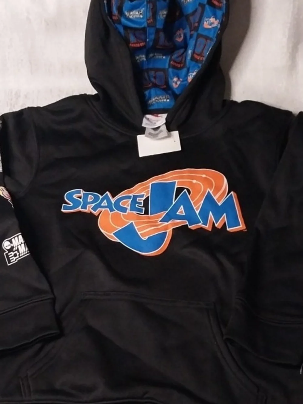 Champion Black Space Jam Hoodie with Blue & Orange Logo Boy S